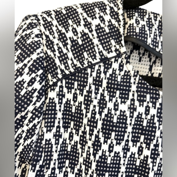 J. Crew Women's Small Navy Blue Jacquard Aztec Zip Up Blazer Moto Jacket NWOT - Picture 5 of 12